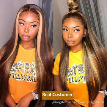 Yeswigs Hd Full 27 30 Highlights Colored Raw Brazilian Virgin Human Hair Lace Front Wig Human Hair Cheap Lace Frontal Wig Vendor